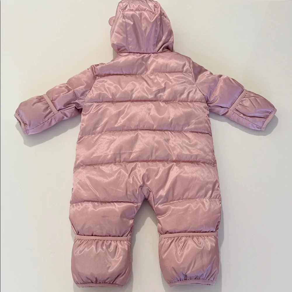 Baby GAP Pink Puffer Baby One-Piece Snowsuit with Hood 3-6 M